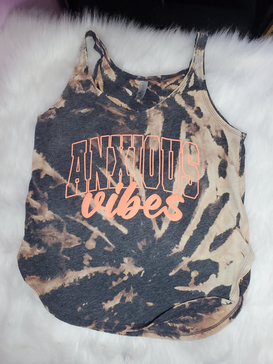Anxious Vibes | Bleached Festival Tank | Size Medium | Ready to Ship