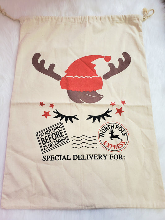 Reindeer | Canvas Bag | Personalized Santa Sack