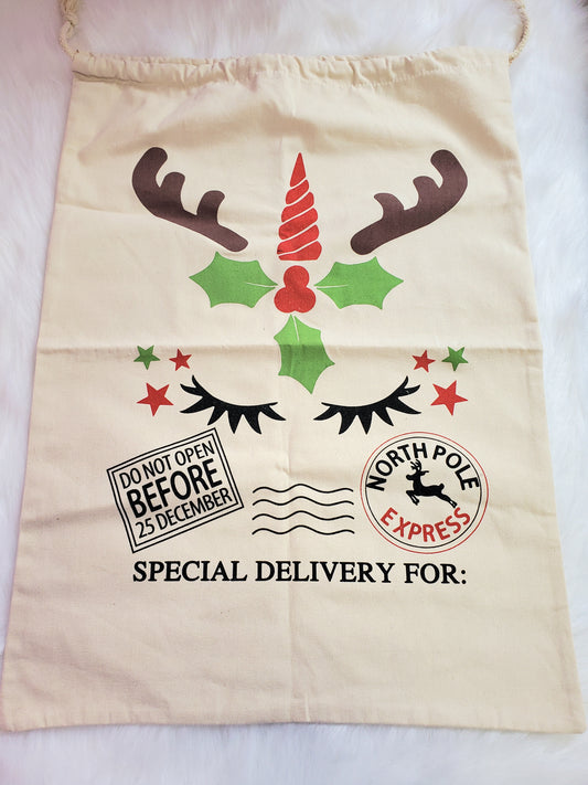 Unicorn Sack | Canvas Bag | Personalized Santa Sack