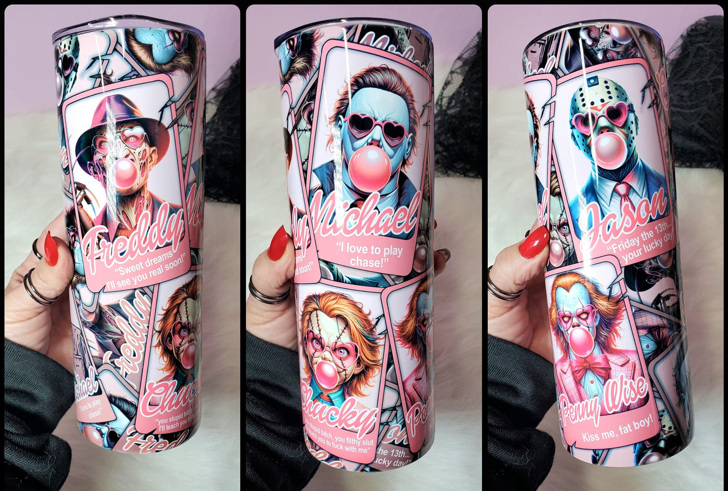 Horror Boys | Pink Bubblegum Barbie Style | 20 oz Tumbler | Ready to Ship