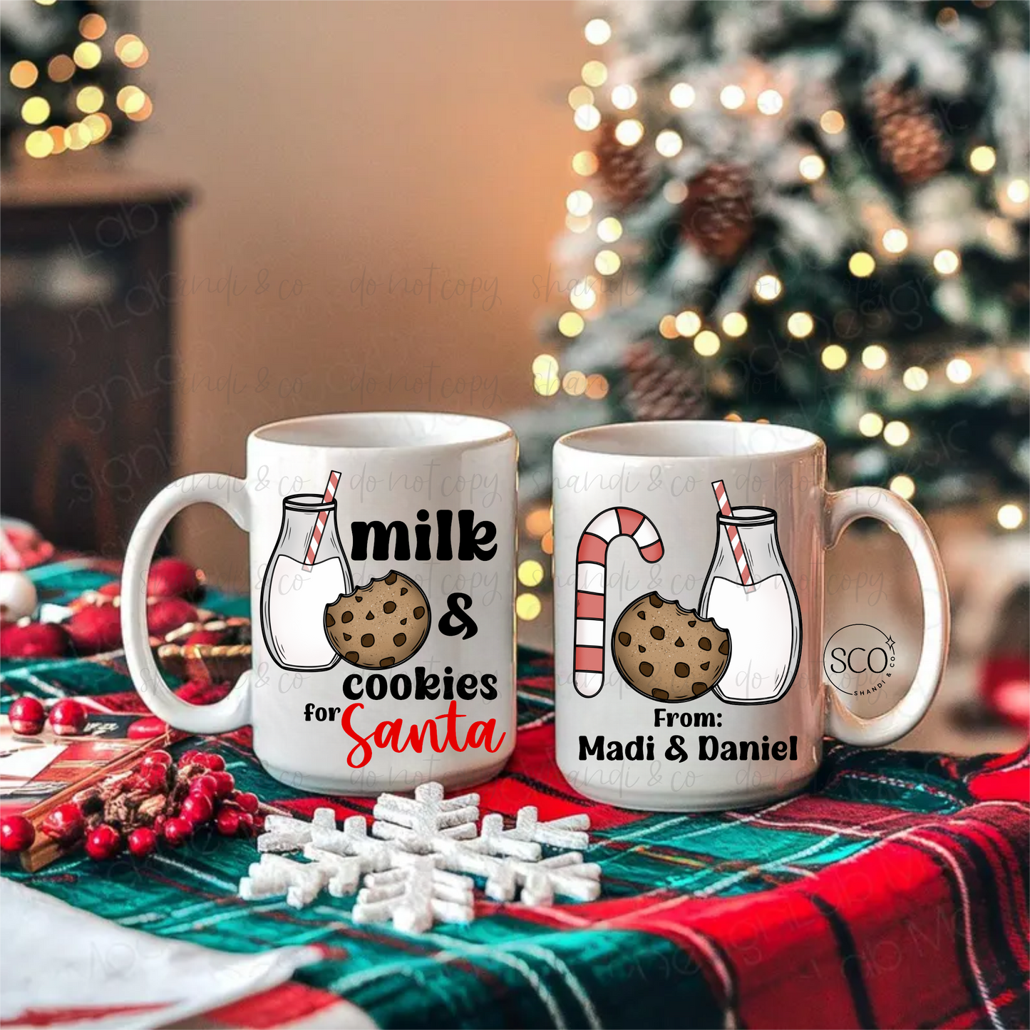 Milk & Cookies for Santa | Double Sided | Personalized | Mug