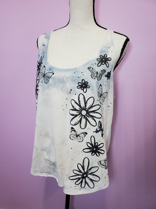 Butterflies and Daisies | Bleached Festival Tank Top | XXL | Ready to Ship